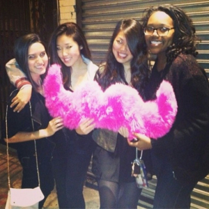 My girlfriends and I with Lyft's famous pink mustache 